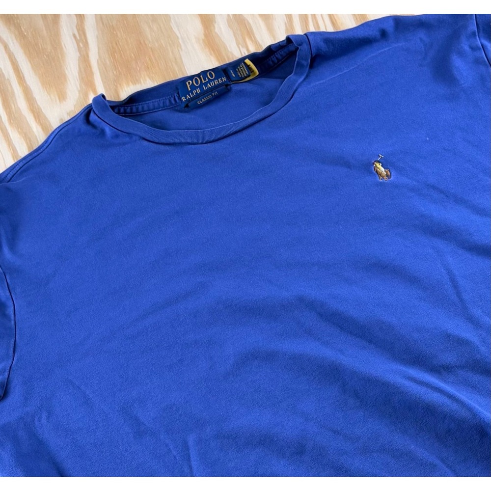 Polo Ralph Lauren Mens Long Sleeve T-Shirt Royal Blue Classic Fit Large Pony